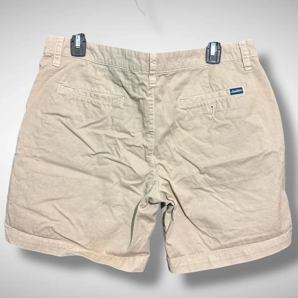 Chubbies Shorts Mens 32 Solid Beige 7 In Inseam Cotton Chino Preppy